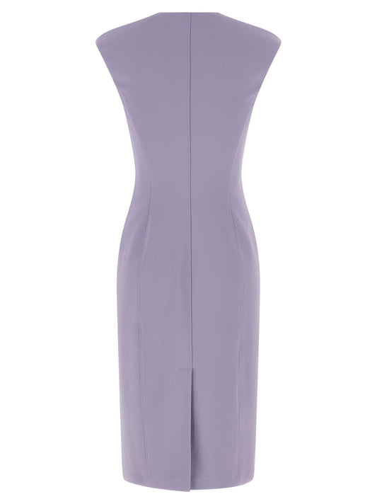 Purple Polyester Midi Dress