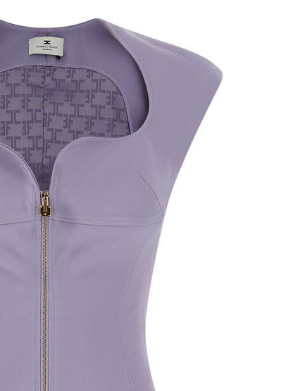 Purple Polyester Midi Dress