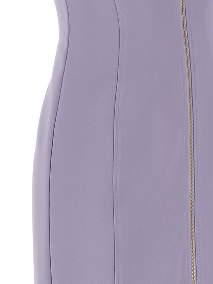 Purple Polyester Midi Dress