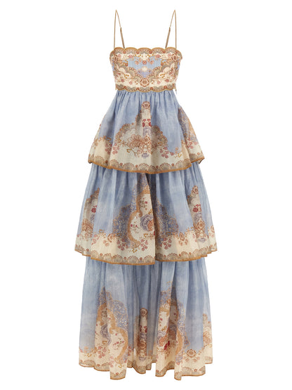 Blue Cotton Long Dress