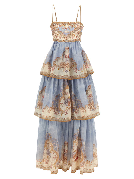 Blue Cotton Long Dress