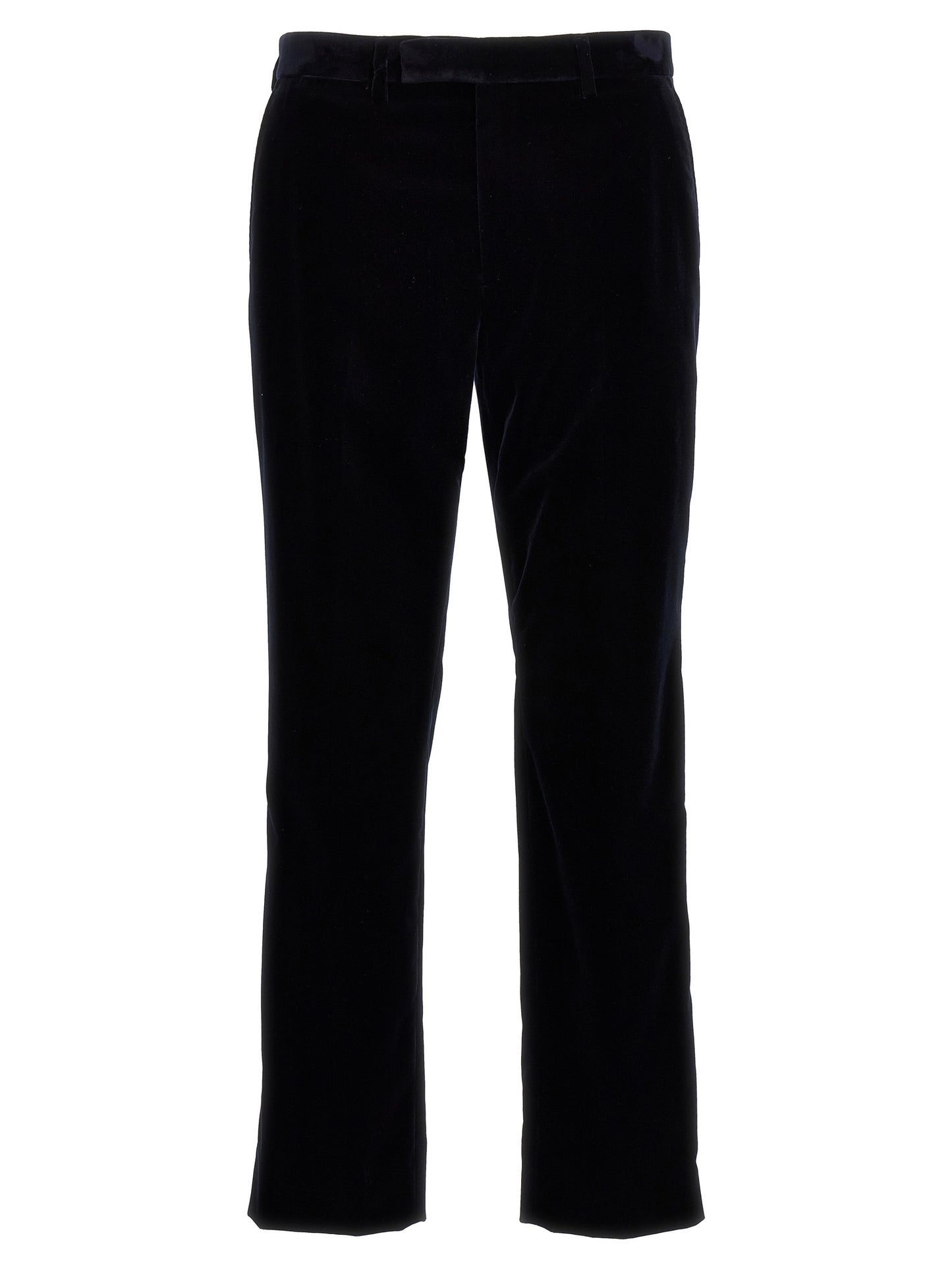 Blue Cotton Casual Pants