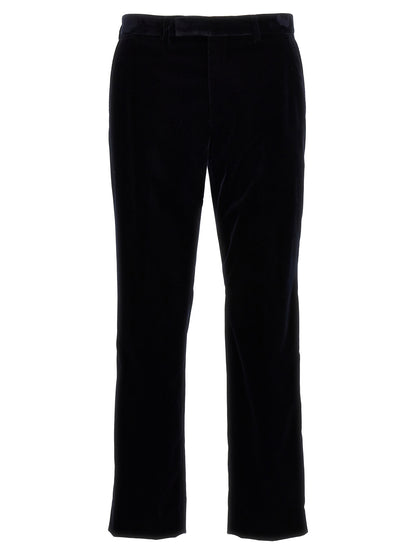 Blue Cotton Casual Pants