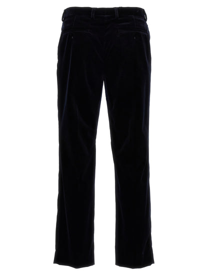 Blue Cotton Casual Pants