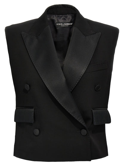 Black Silk Sleeveless Jacket