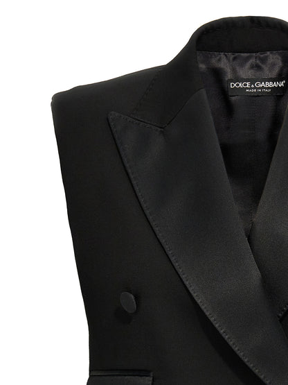 Black Silk Sleeveless Jacket