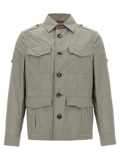 Bicolor Cotton Shell Jacket