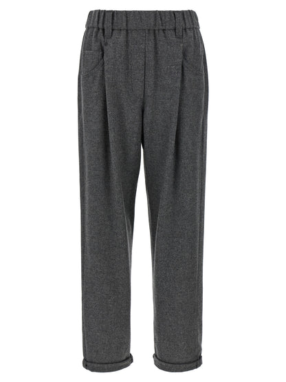 Gray Virgin Wool Casual Pants