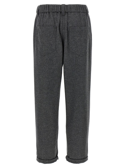 Gray Virgin Wool Casual Pants