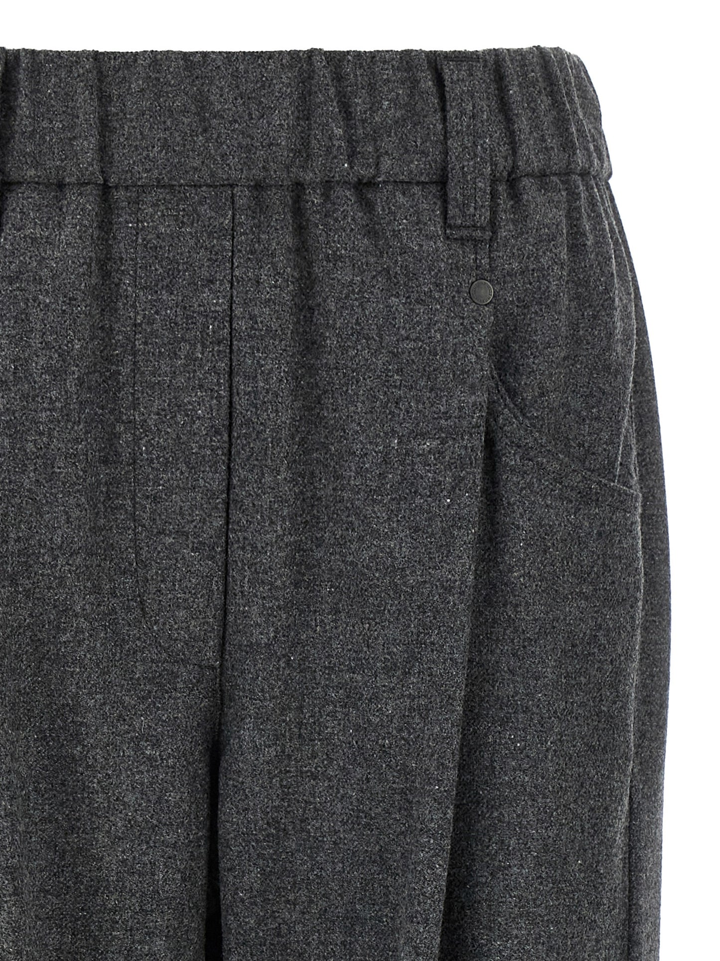 Gray Virgin Wool Casual Pants