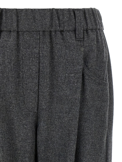 Gray Virgin Wool Casual Pants