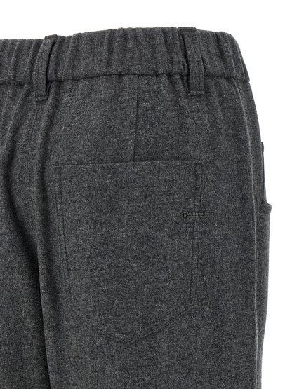 Gray Virgin Wool Casual Pants