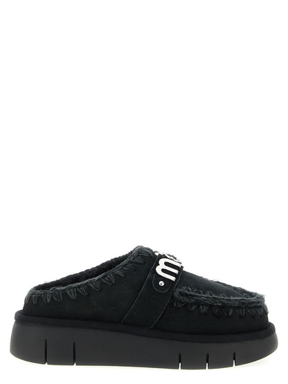 Black Lamb Leather Clogs