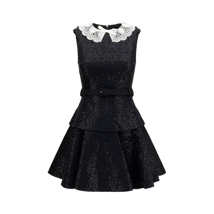Black Polyester Casual Dress