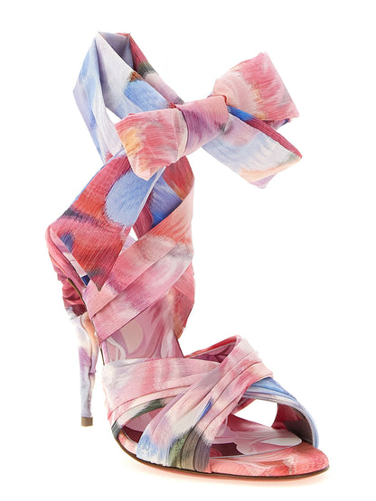 Multicolor Nylon Stiletto Heel Sandals