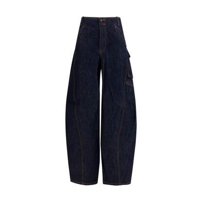 Blue Cotton Cargo Pants