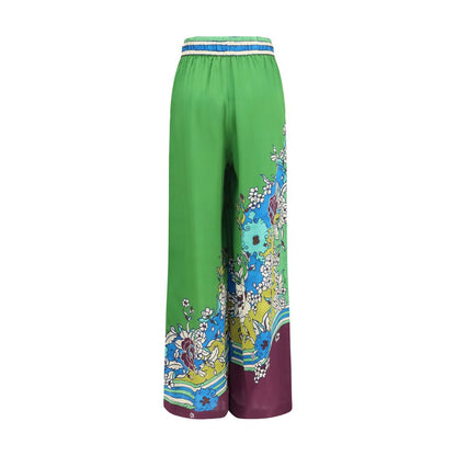 Multicolor Silk Casual Pants