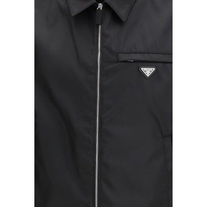 Black Recycled Polyamide Full-Length Jacket