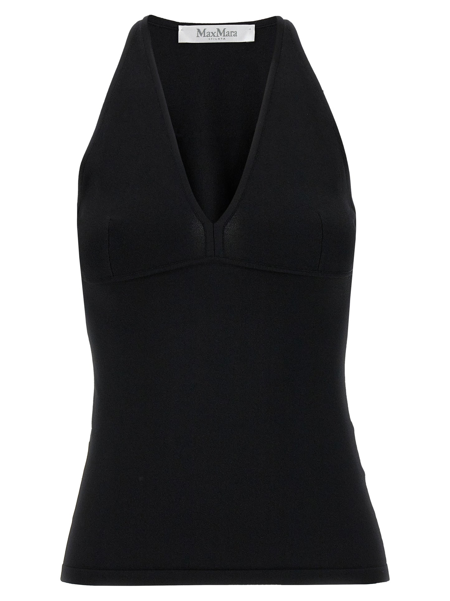 Black Viscose Sleeveles T-Shirt