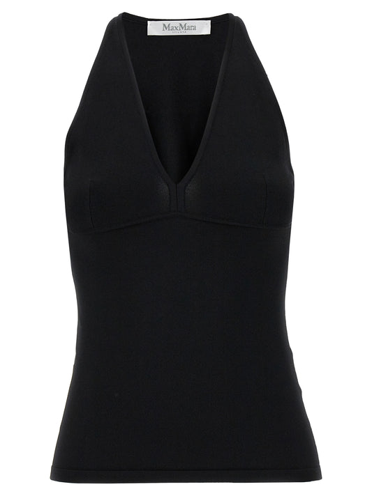 Black Viscose Sleeveles T-Shirt