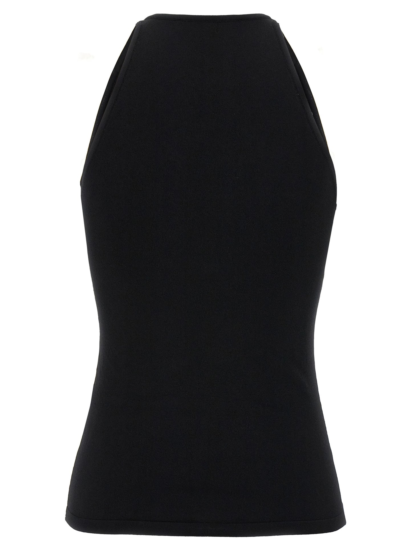 Black Viscose Sleeveles T-Shirt