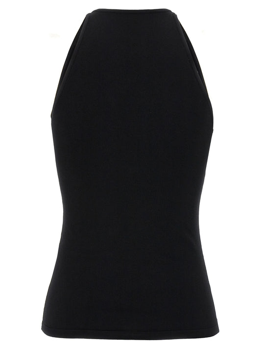 Black Viscose Sleeveles T-Shirt