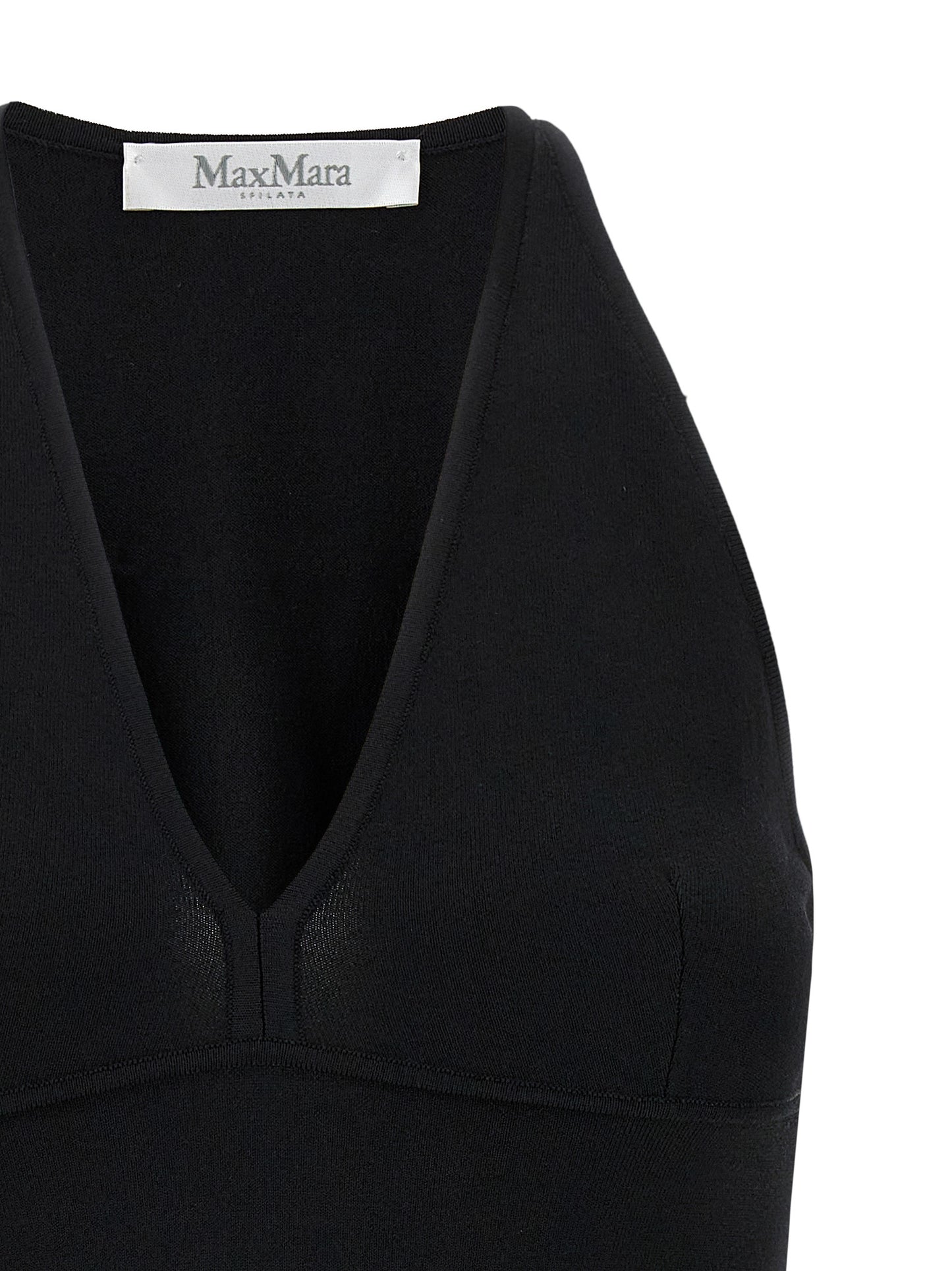 Black Viscose Sleeveles T-Shirt
