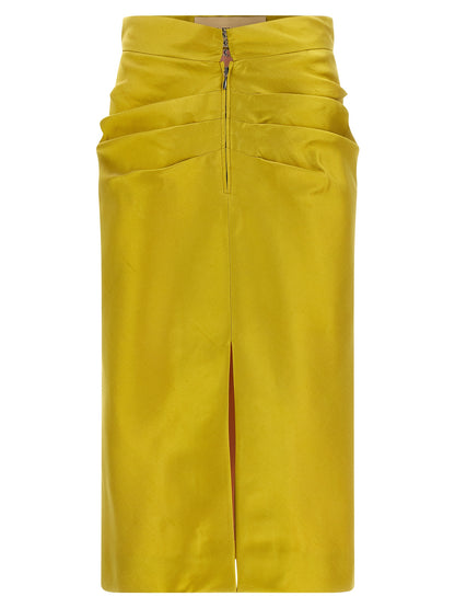 Bicolor Silk Midi Skirt