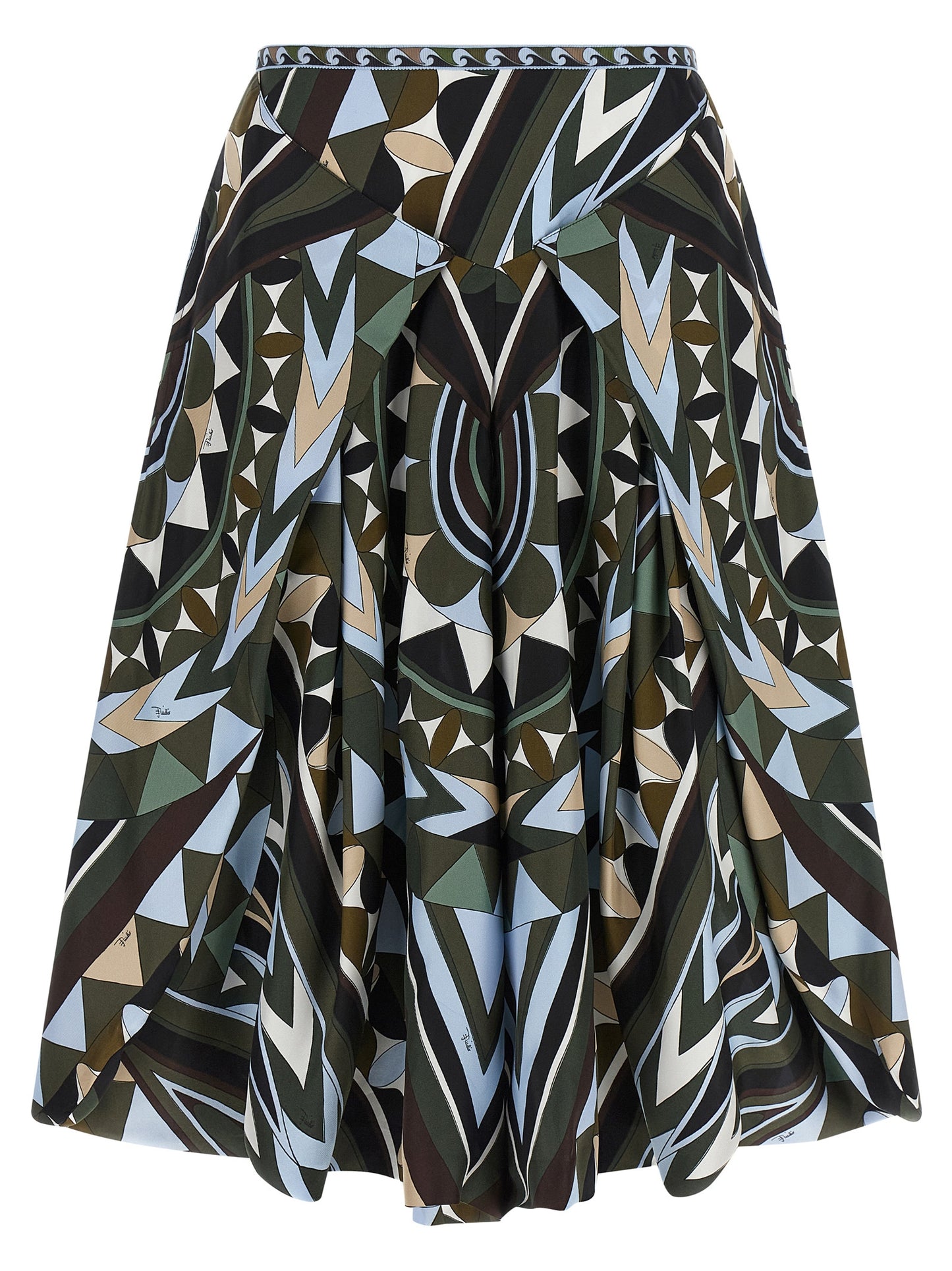 Multicolor Silk Midi Skirt