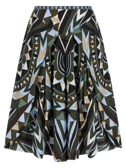 Multicolor Silk Midi Skirt