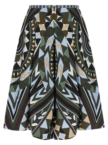 Multicolor Silk Midi Skirt
