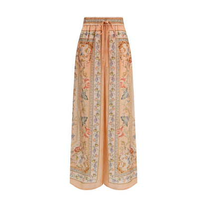 Multicolor Silk Casual Pants