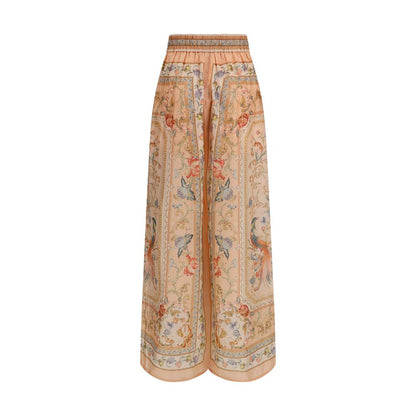 Multicolor Silk Casual Pants