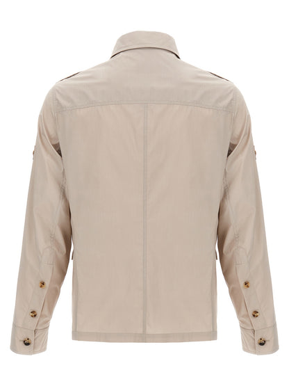 Beige Cotton Full-Length Jacket