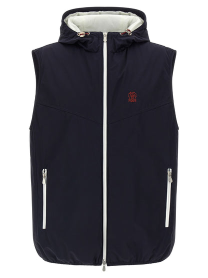 Blue Polyamide Sleeveless Jacket
