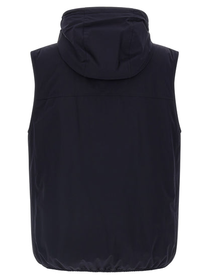 Blue Polyamide Sleeveless Jacket