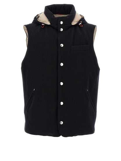 Black Wool Sleeveless Jacket