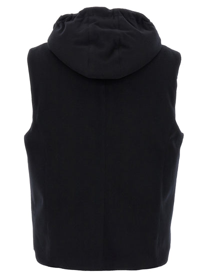 Black Wool Sleeveless Jacket