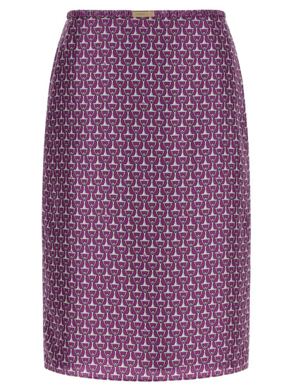 Purple Silk Midi Skirt