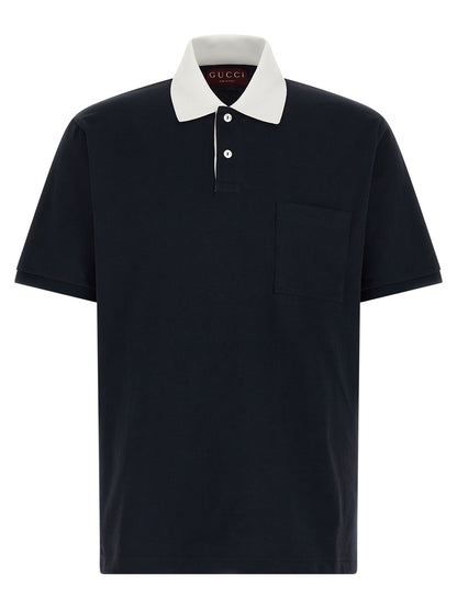 Blue Cotton Polo Shirt
