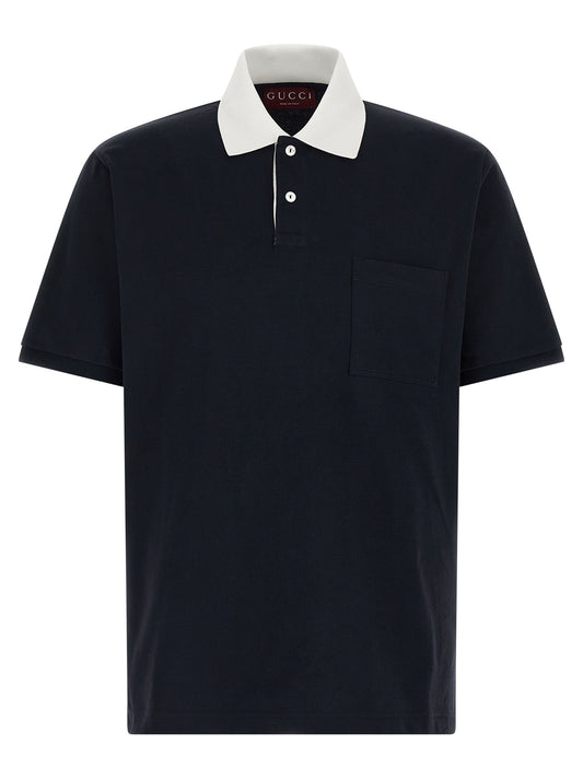 Blue Cotton Polo Shirt