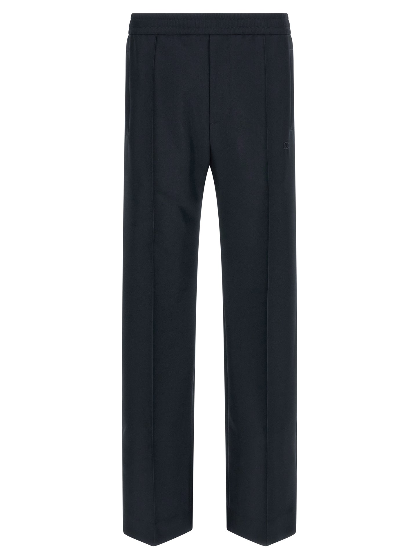Blue Polyester Casual Pants
