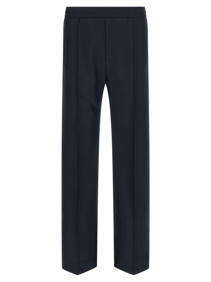 Blue Polyester Casual Pants