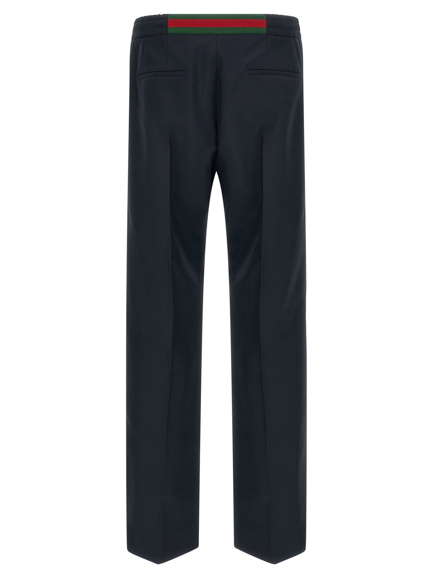 Blue Polyester Casual Pants