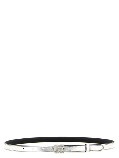 Silver Calfskin Thin Belt