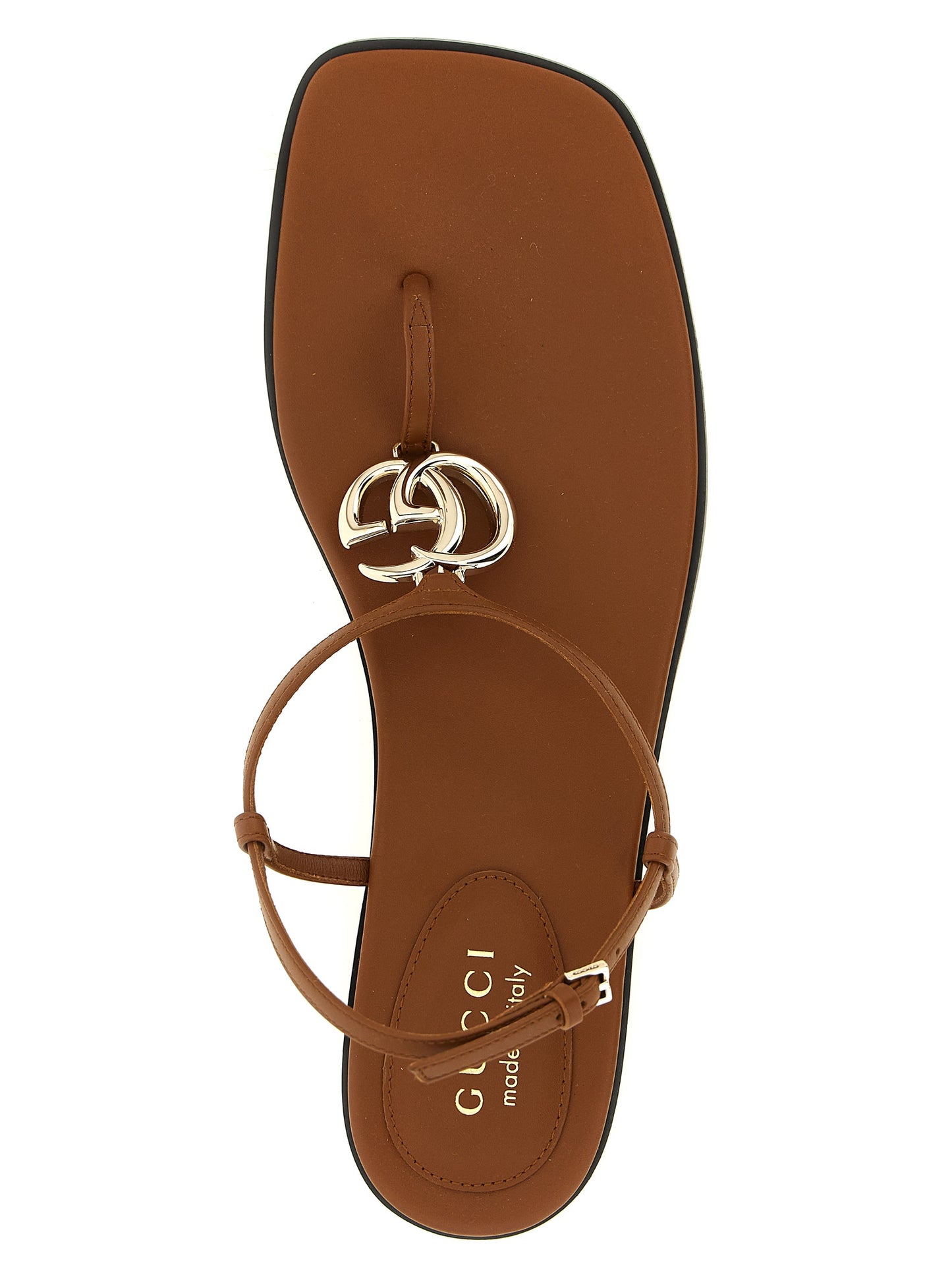 Brown Calfskin Flat Sandals
