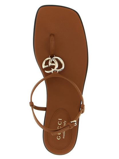 Brown Calfskin Flat Sandals