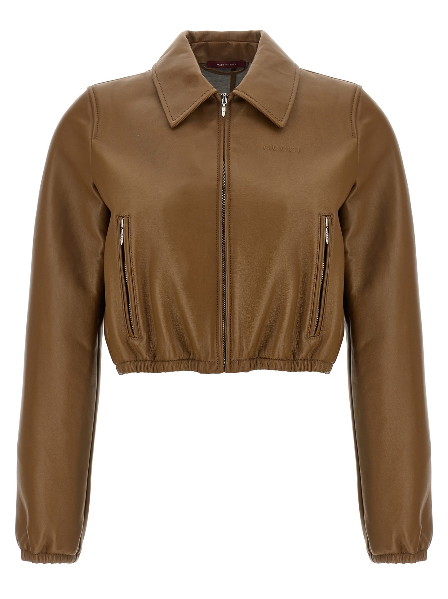 Beige Lamb Leather Leather Jacket
