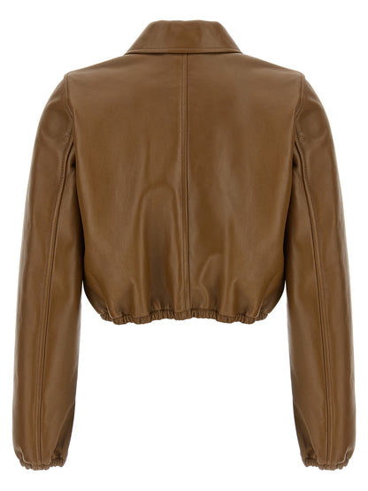 Beige Lamb Leather Leather Jacket