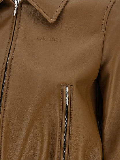Beige Lamb Leather Leather Jacket